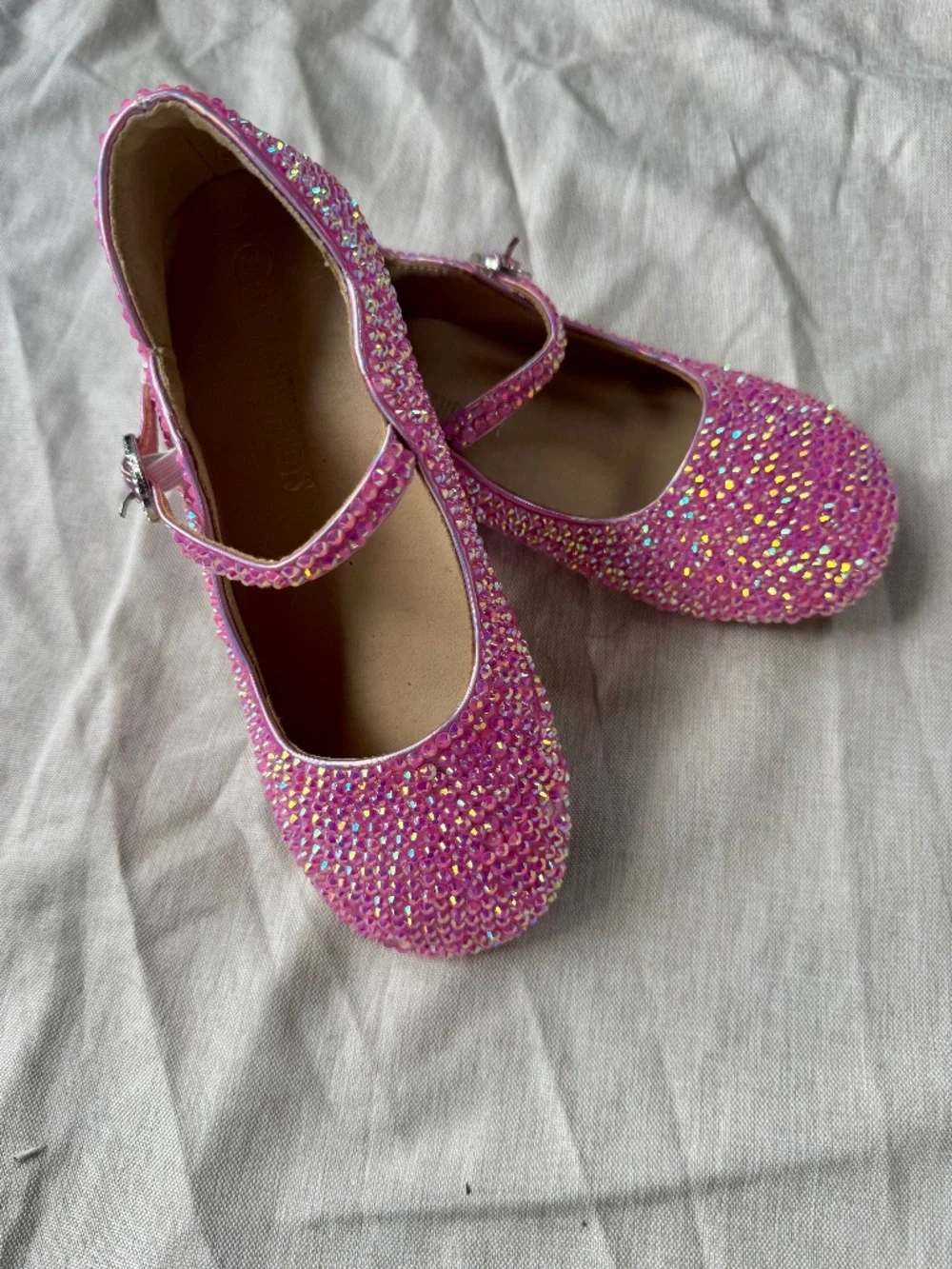 Pink and iridescent beaded shoes shoes